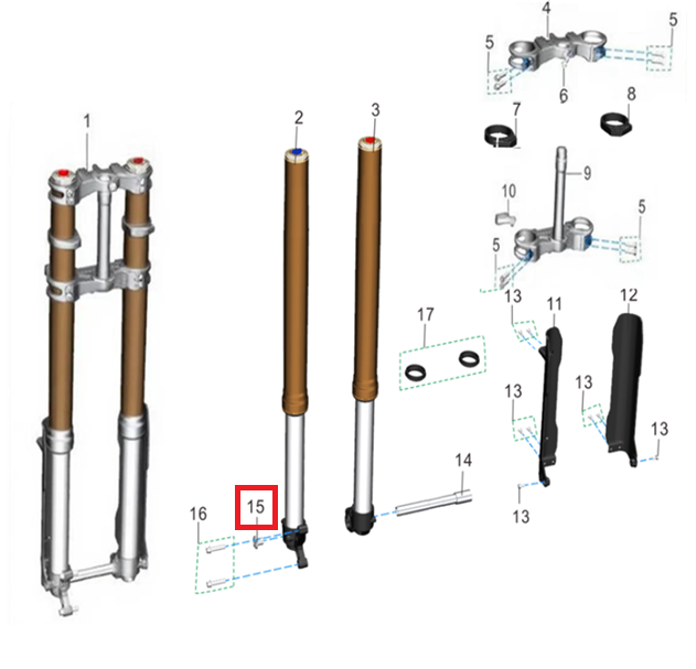 Perno del eje de la rueda delantera (KOMODO)