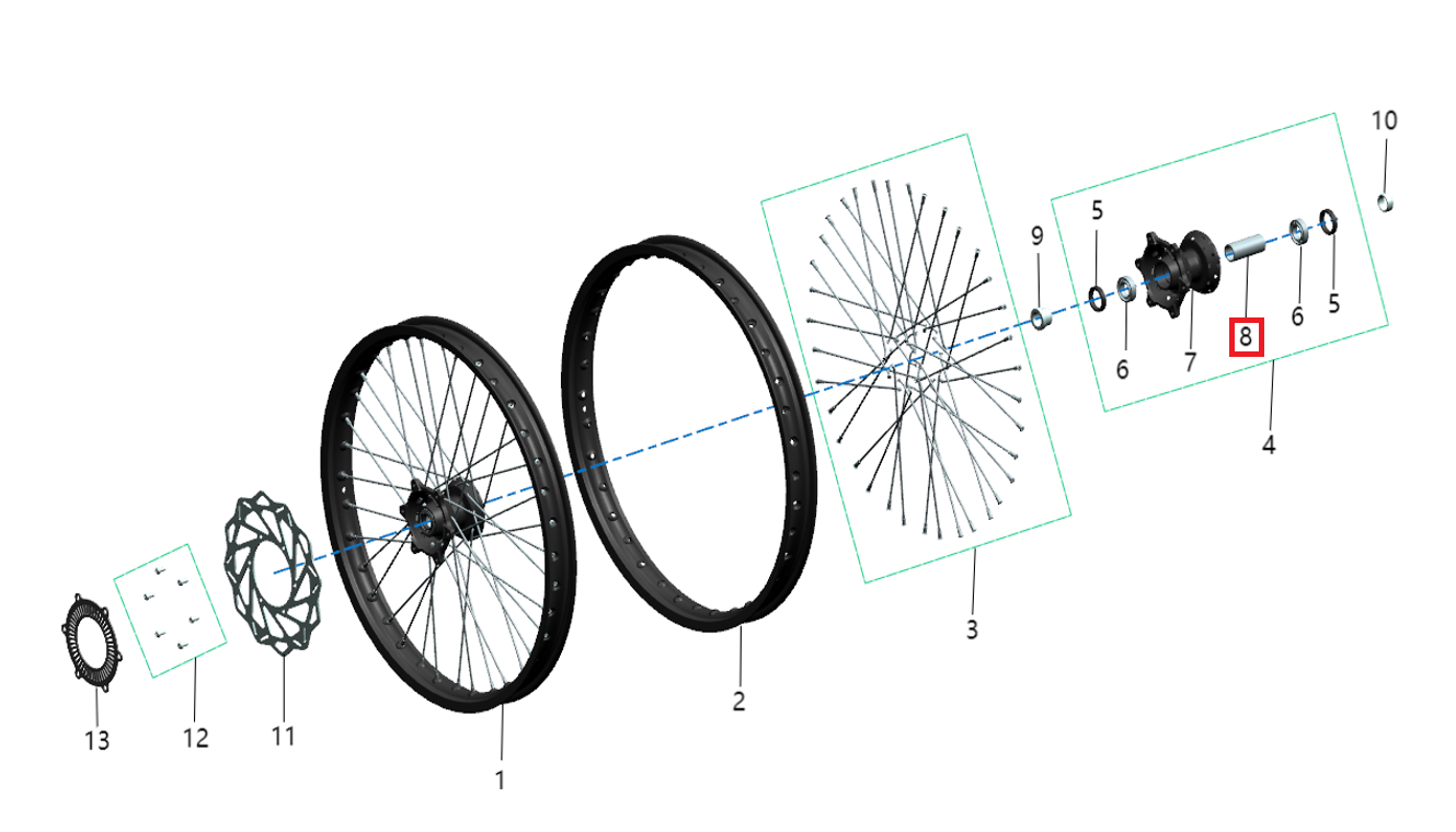 Tubo interior buje rueda delantera (KOMODO)