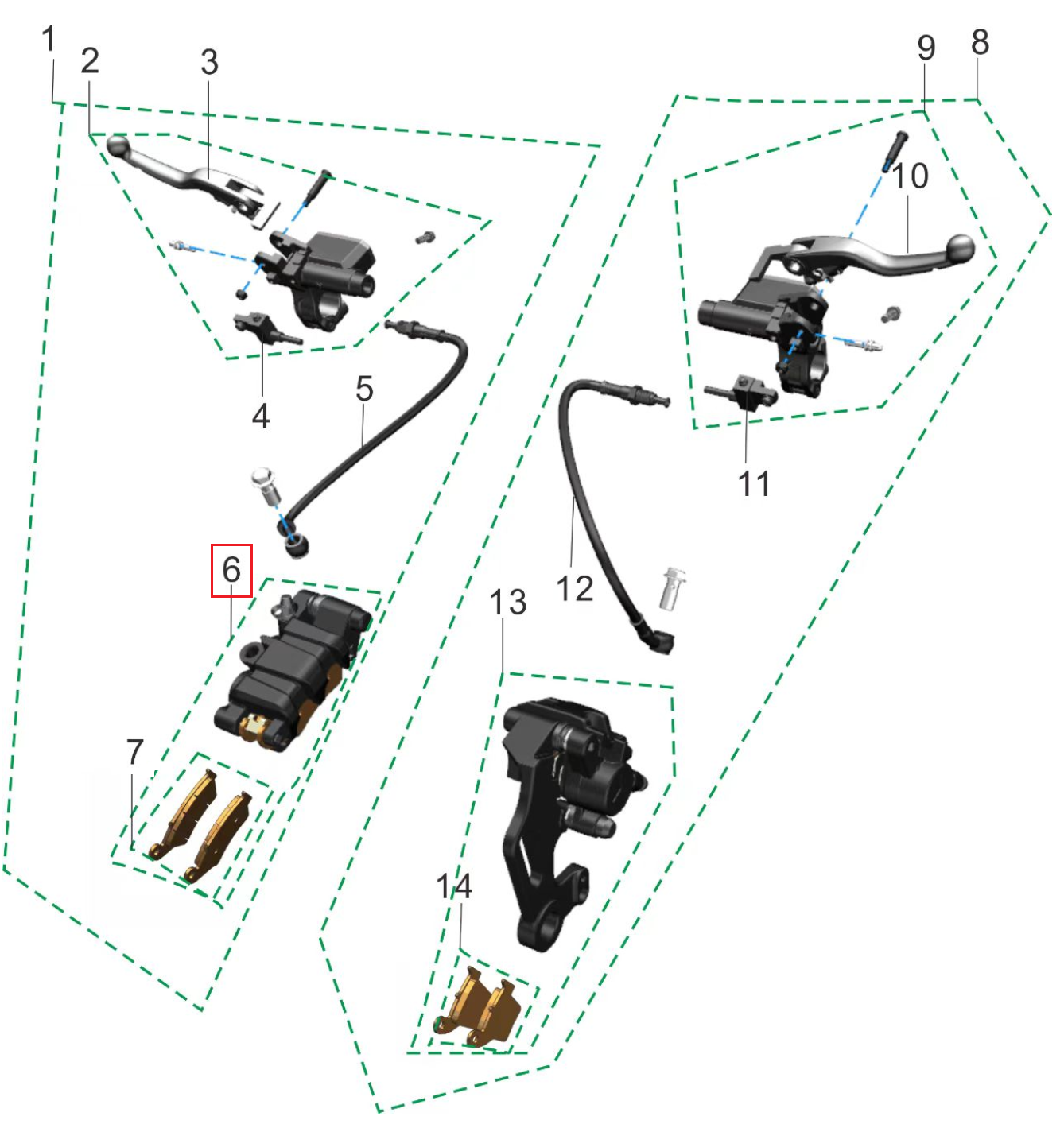 Conjunto pinza freno delantero (KOMODO)