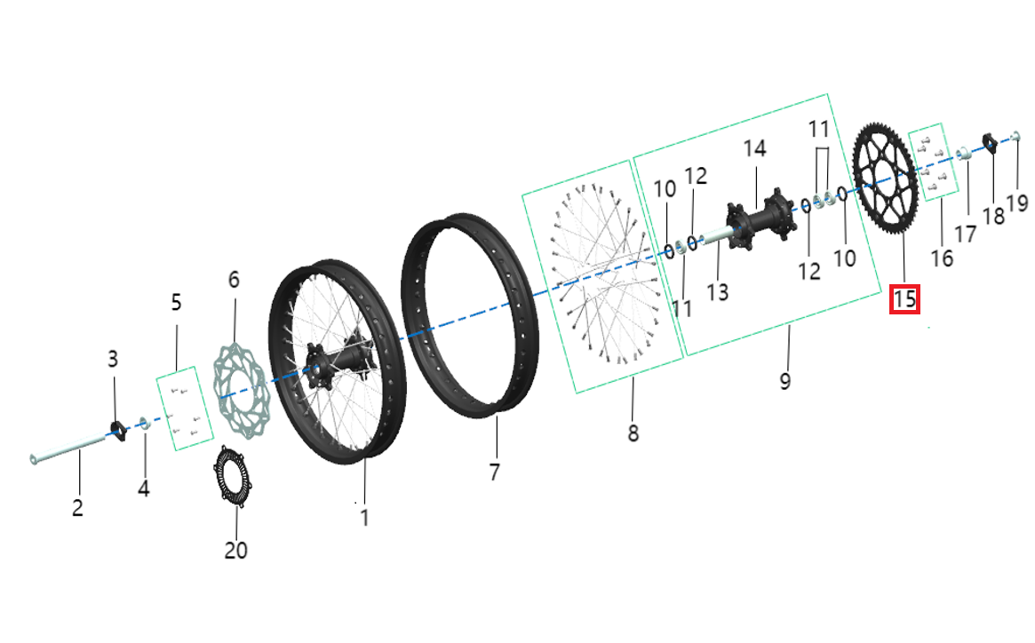 Corona trasera 53T (KOMODO)