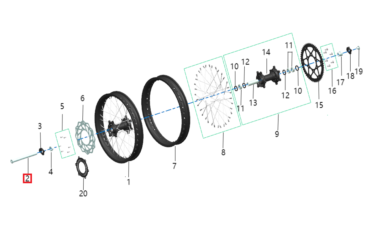 Eje rueda trasera (KOMODO)