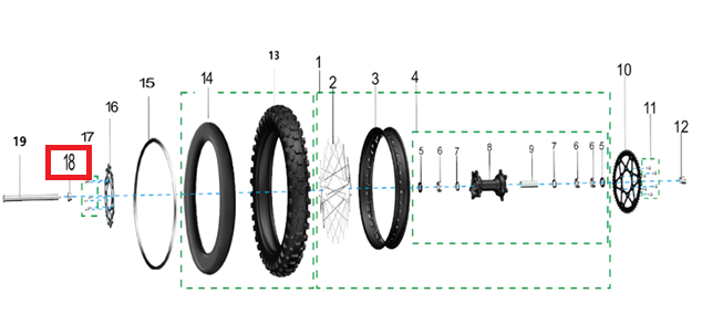 Espaciador izquierdo rueda trasera (KOMODO)
