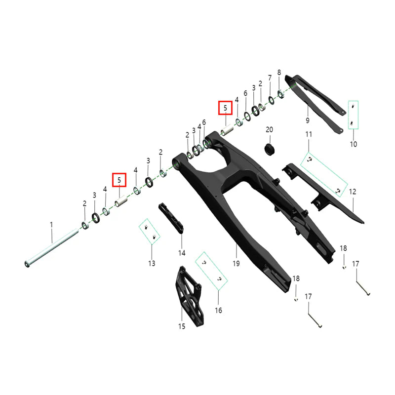 Fundas eje horquilla trasera (KOMODO)