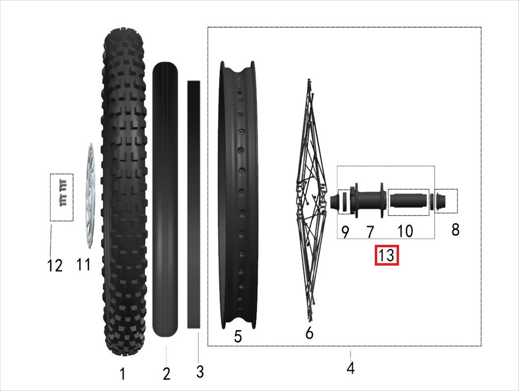 Complete front wheel hub