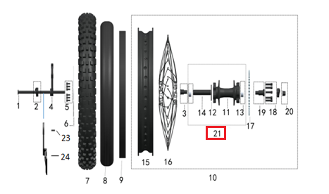 Complete rear wheel hub