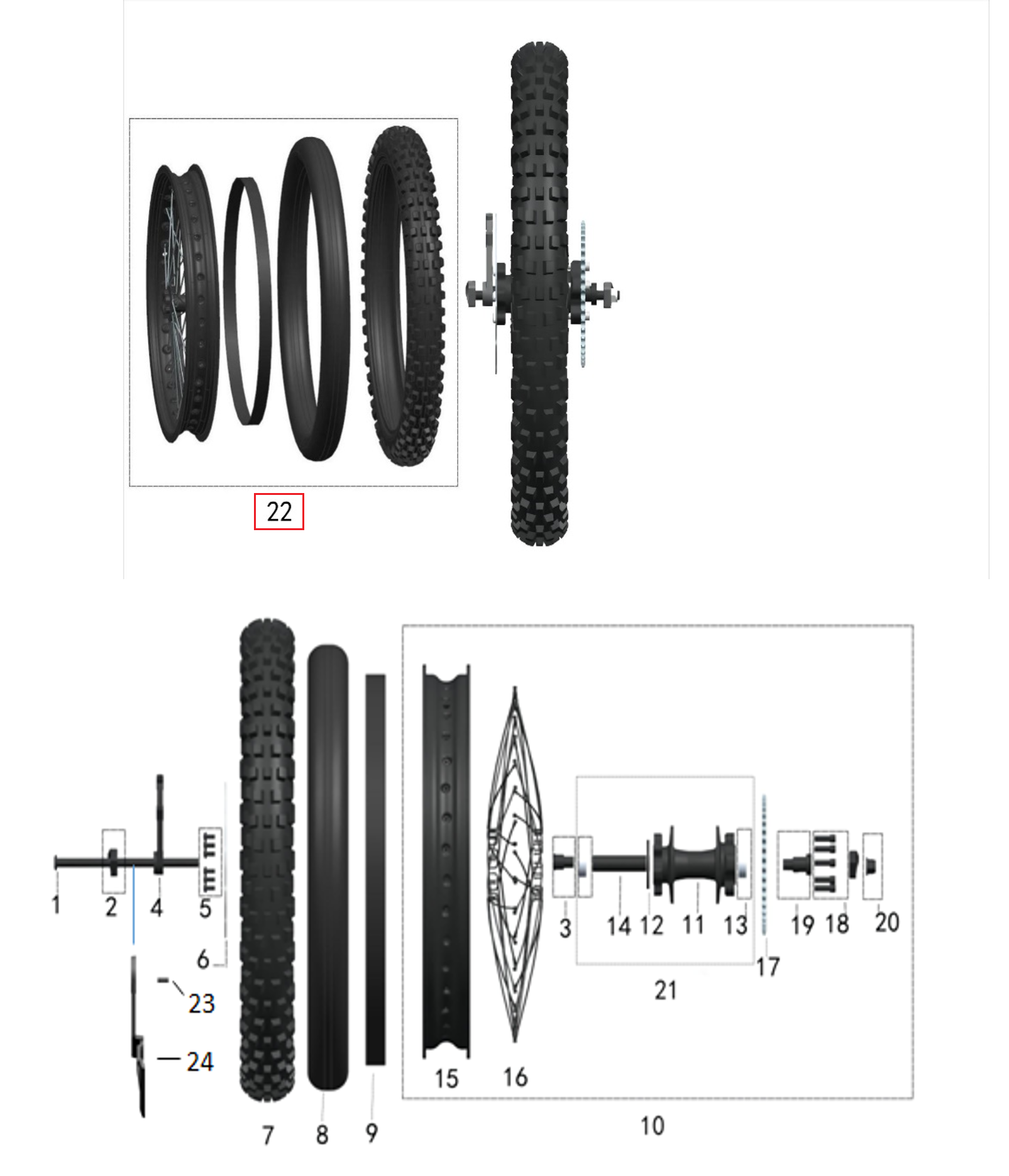 Kit de rueda trasera completa - 19''