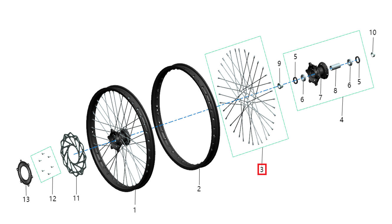 Set de radios rueda delantera (KOMODO)