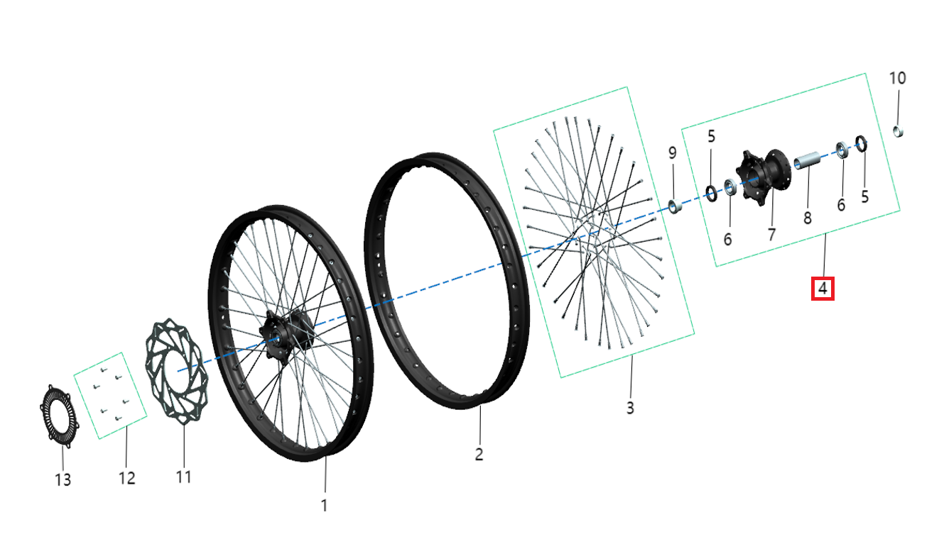 Buje rueda delantera completo (KOMODO)