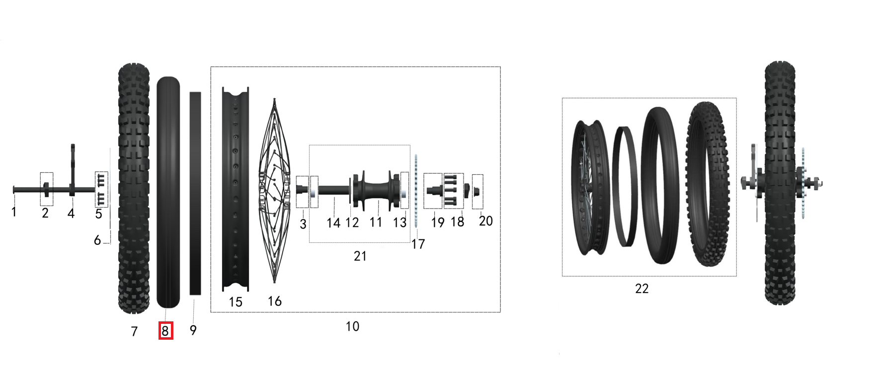 Rear tire inner tube (CE-Mark) - 275/300-19