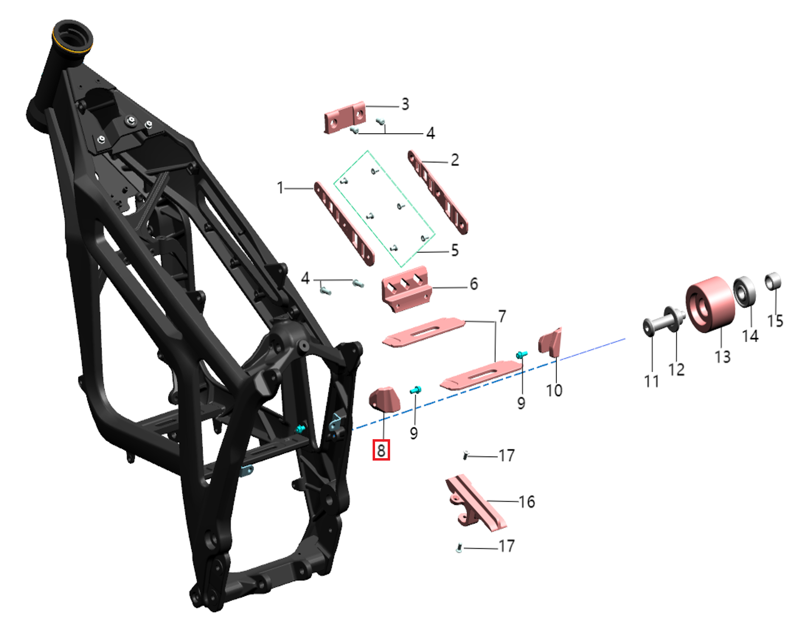 Goma lateral izquierda batería (KOMODO)