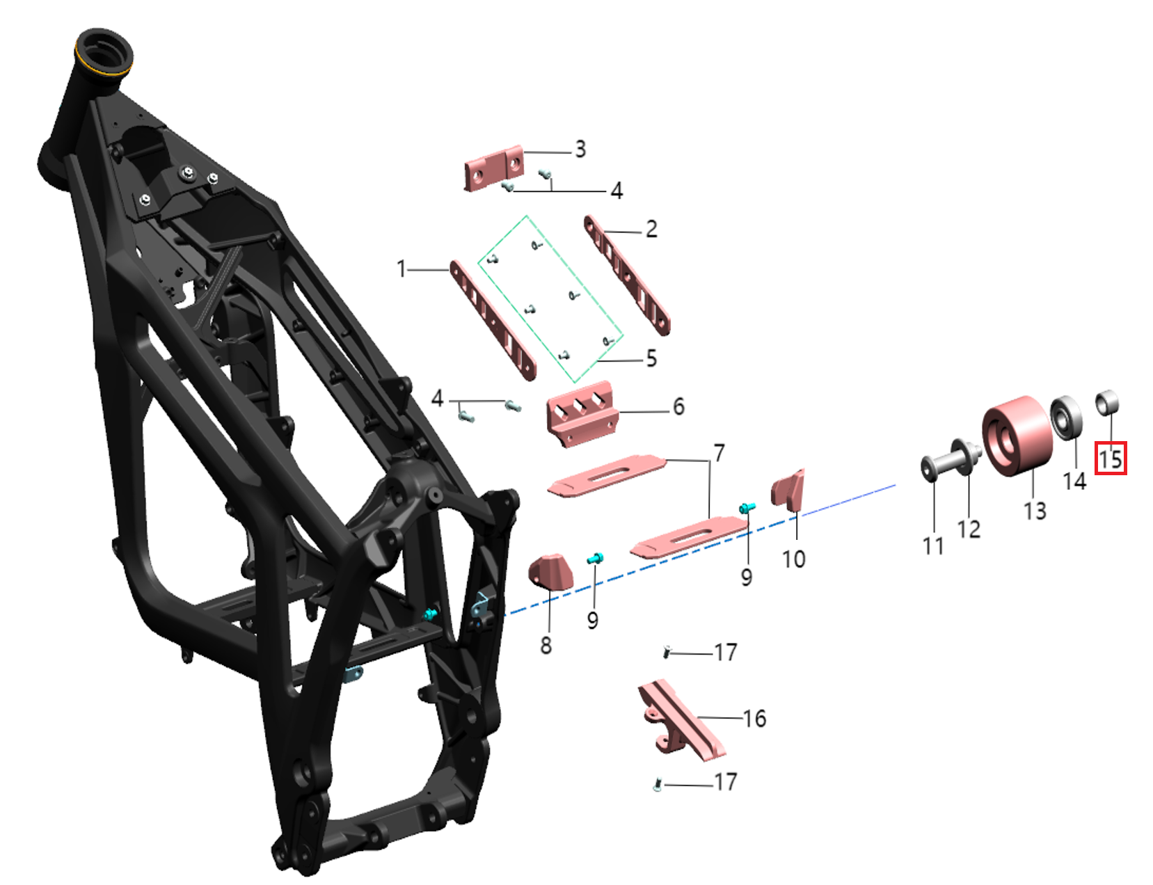 Tubo eje rueda guía cadena (KOMODO)