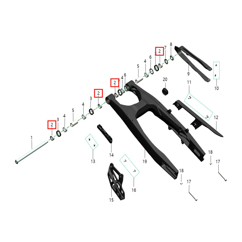 Fundas eje central horquillas traseras (KOMODO)