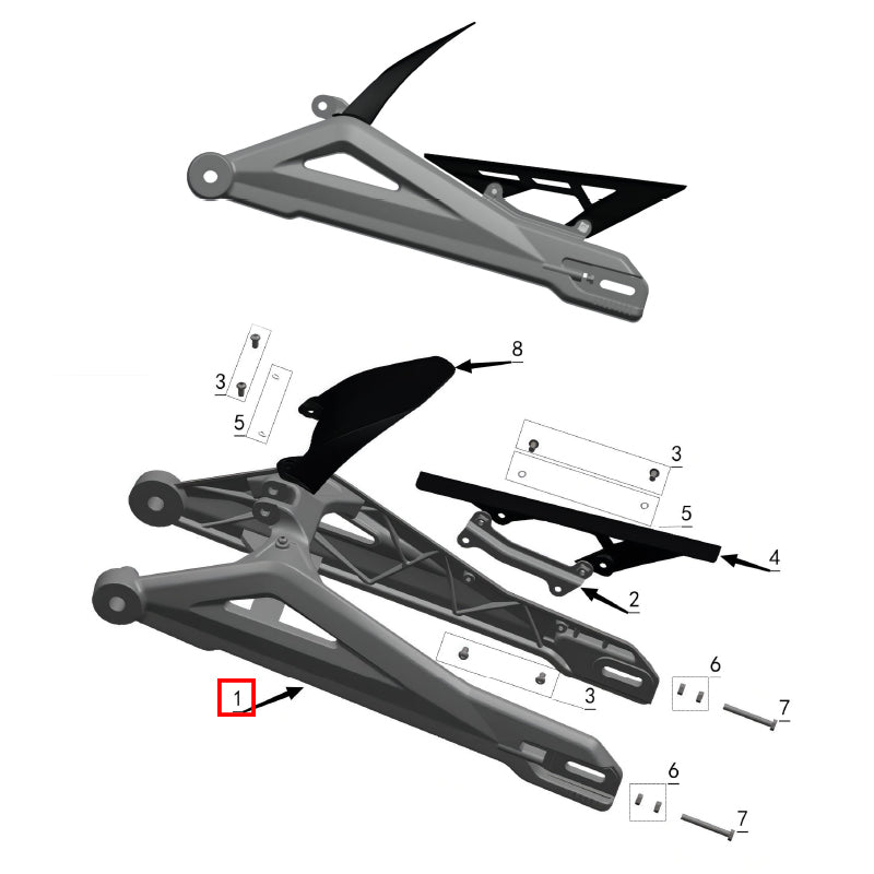 Black Anodized Rear Fork Assembly