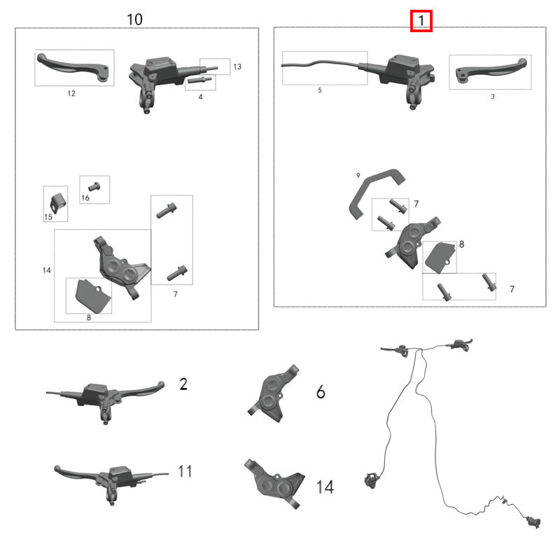 Complete front brake assembly l1e