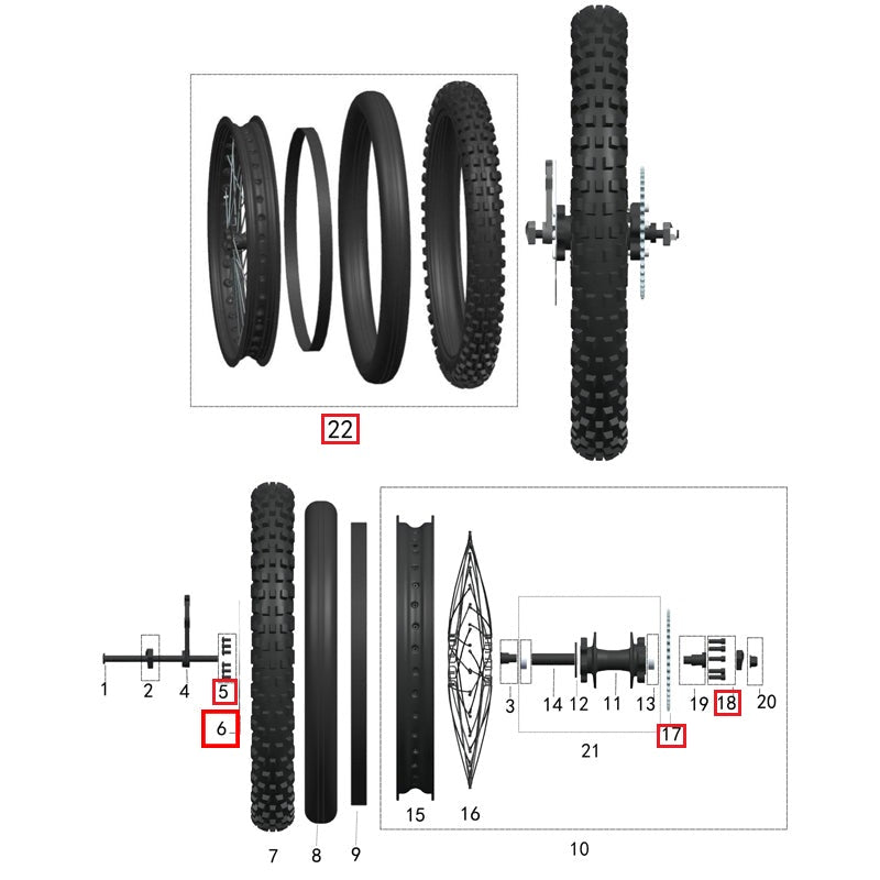 Kit de rueda trasera completa - 19''