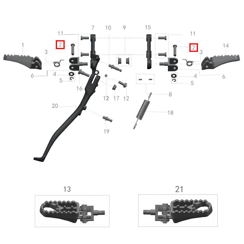 Footboard fixing pin