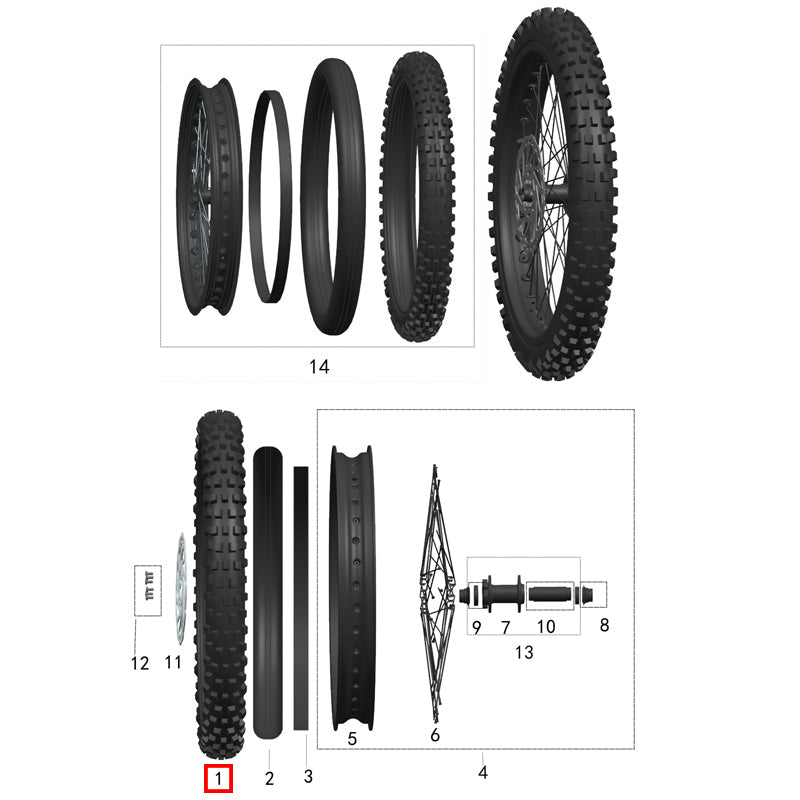 Neumático delantero 70/100-19 (E-Mark)