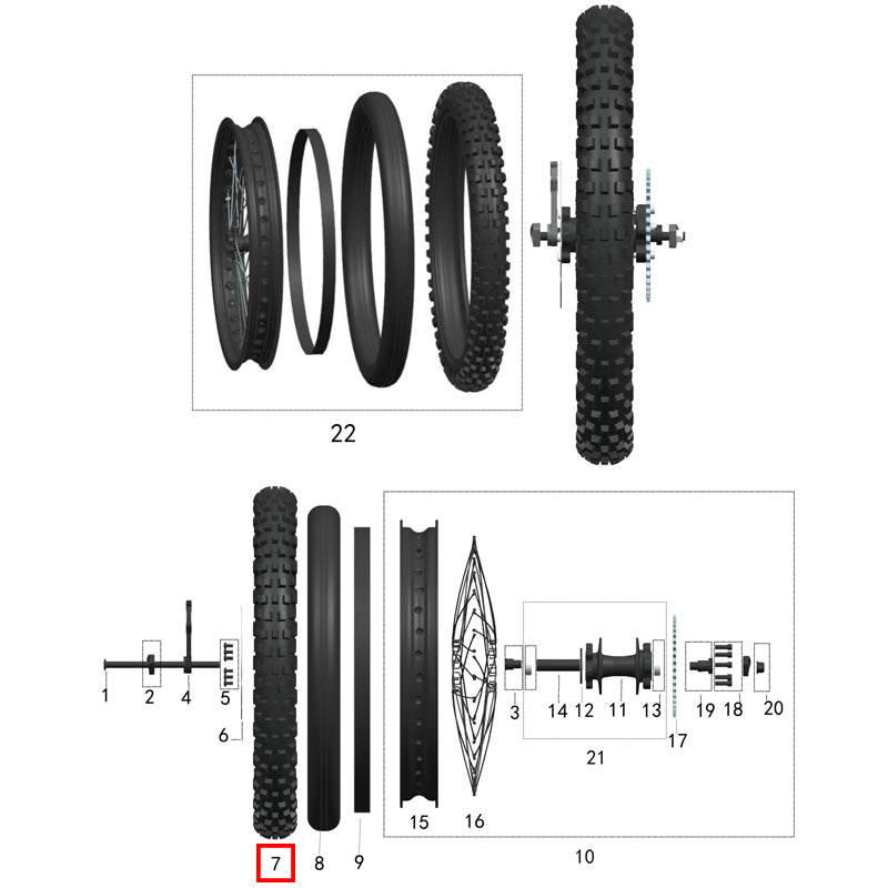 Pneu traseiro 80/100-19 (E-Mark)