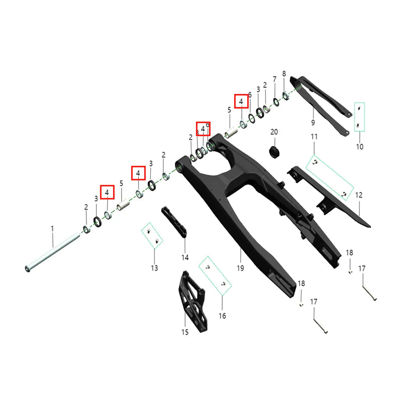 Rodamientos de la horquilla trasera (KOMODO)