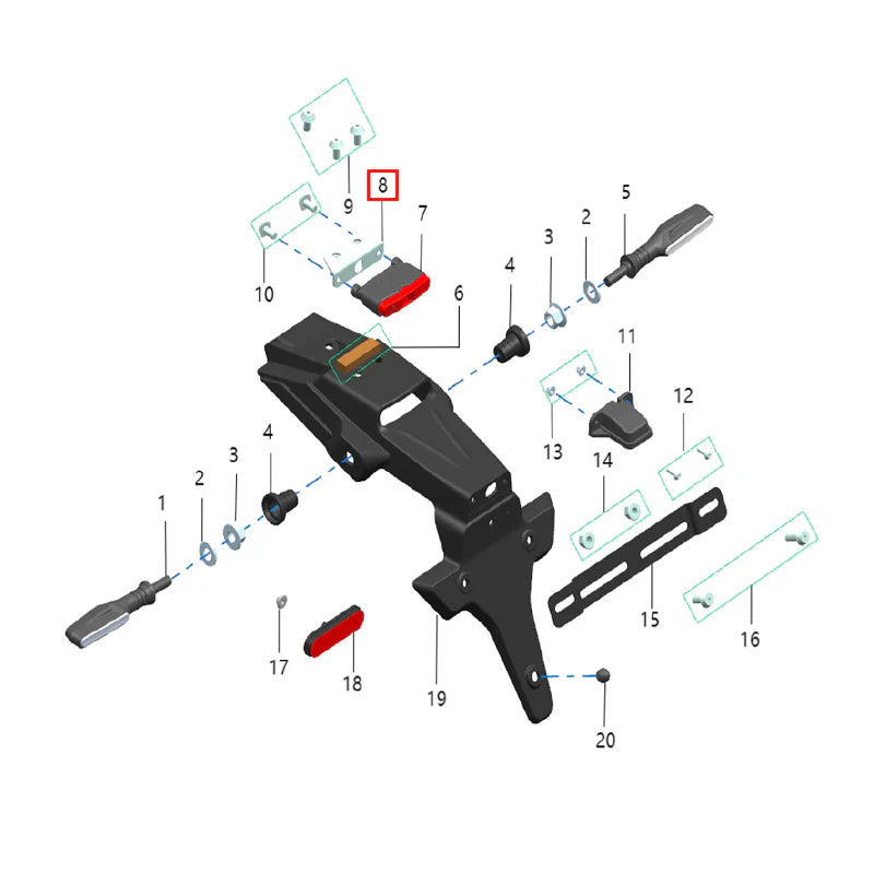 Soporte piloto trasero L3e (KOMODO)